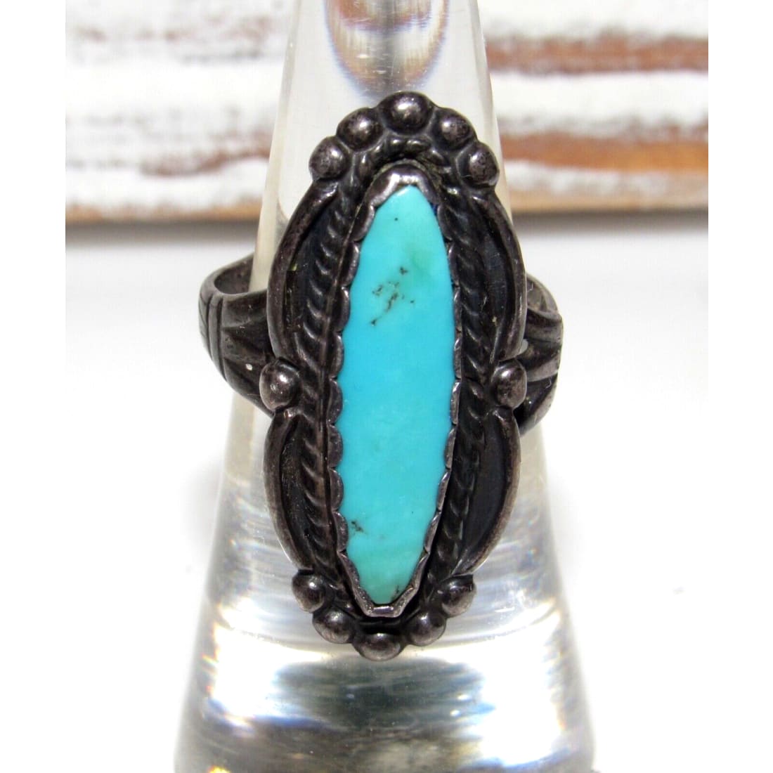 Old Pawn Navajo Fred Harvey Era Turquoise Ring Size 7 