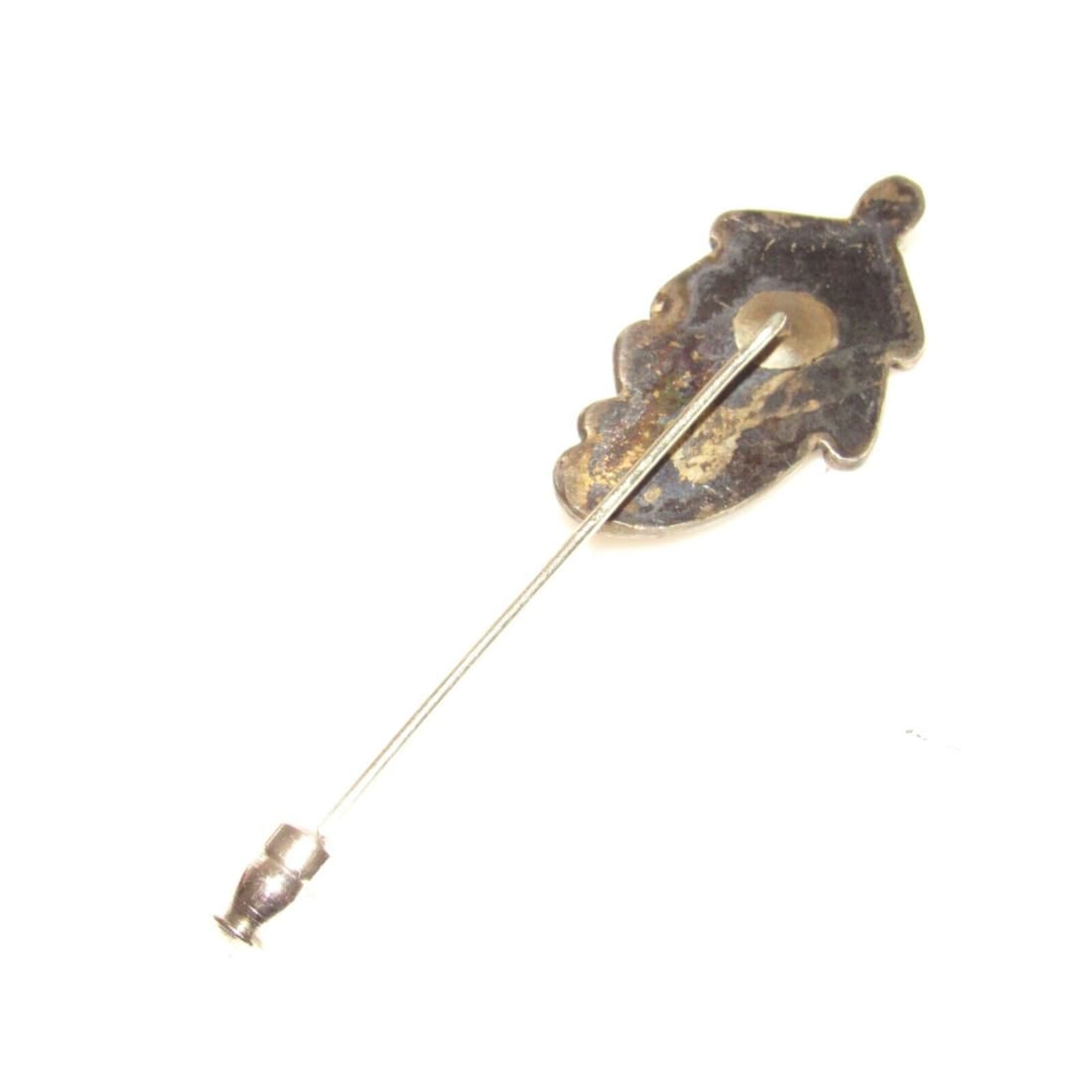 Old Pawn Navajo Hat Pin Sterling Silver Turquoise Mother of 