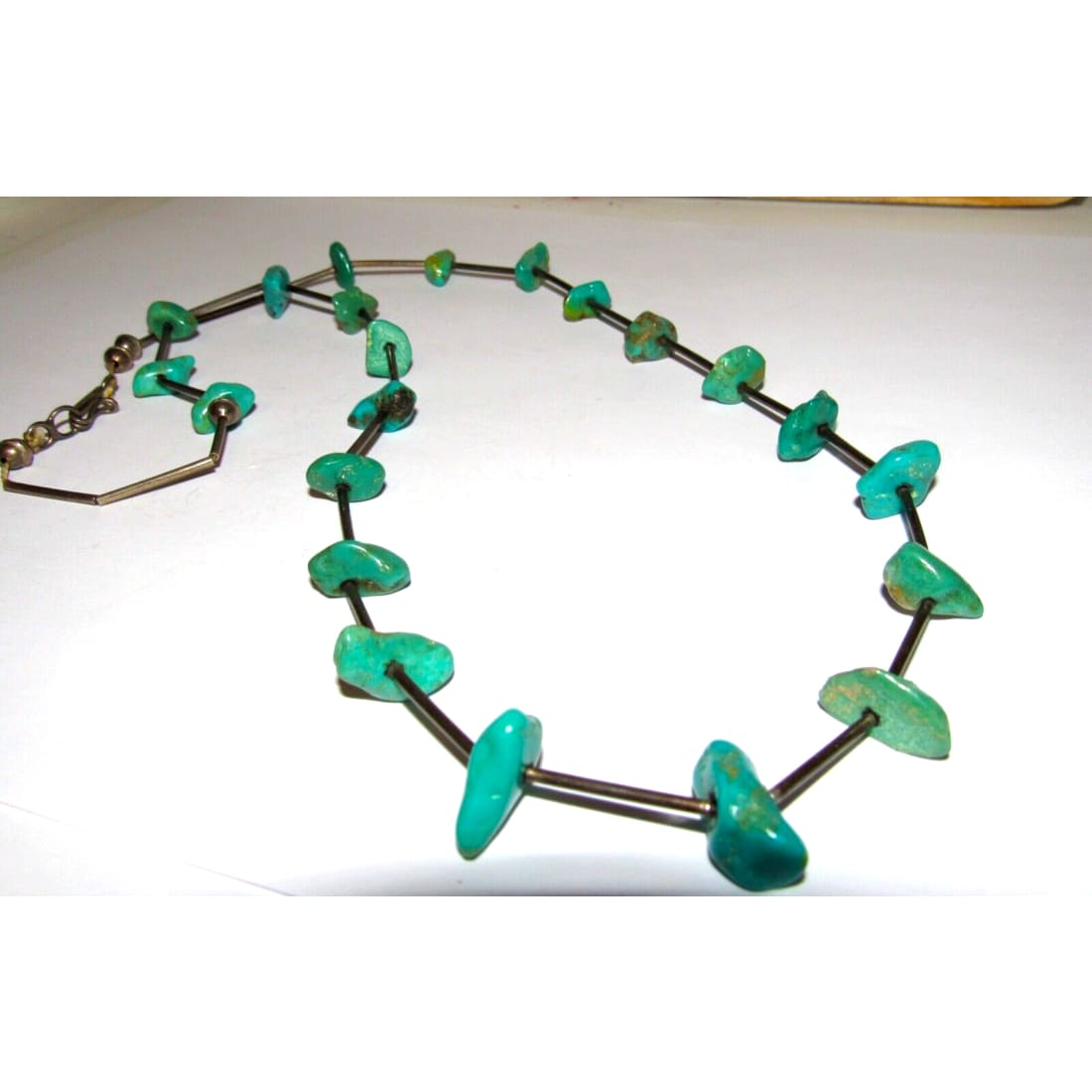 Old Pawn Navajo Kingman Nugget Necklace Liquid Sterling