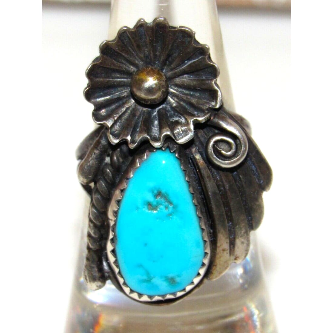 Old Pawn Navajo Kingman Turquoise Ring Sz 6.5 Jimmy Victor Begay Sterling Silver Native American