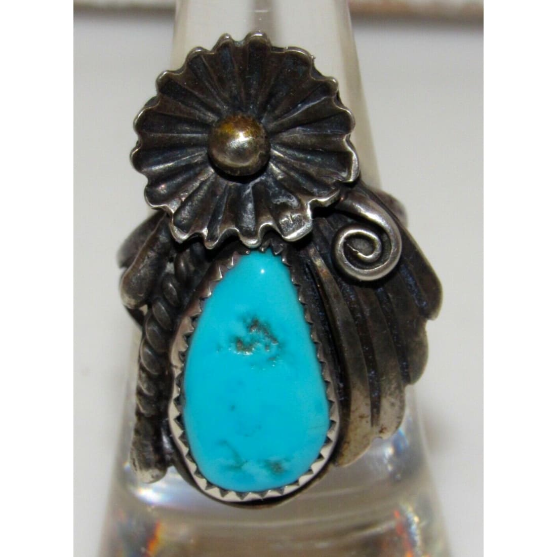 Old Pawn Navajo Kingman Turquoise Ring Sz 6.5 Jimmy Victor Begay Sterling Silver Native American