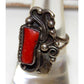Old Pawn Navajo Mediterranean Coral Ring Size 7 Sterling 