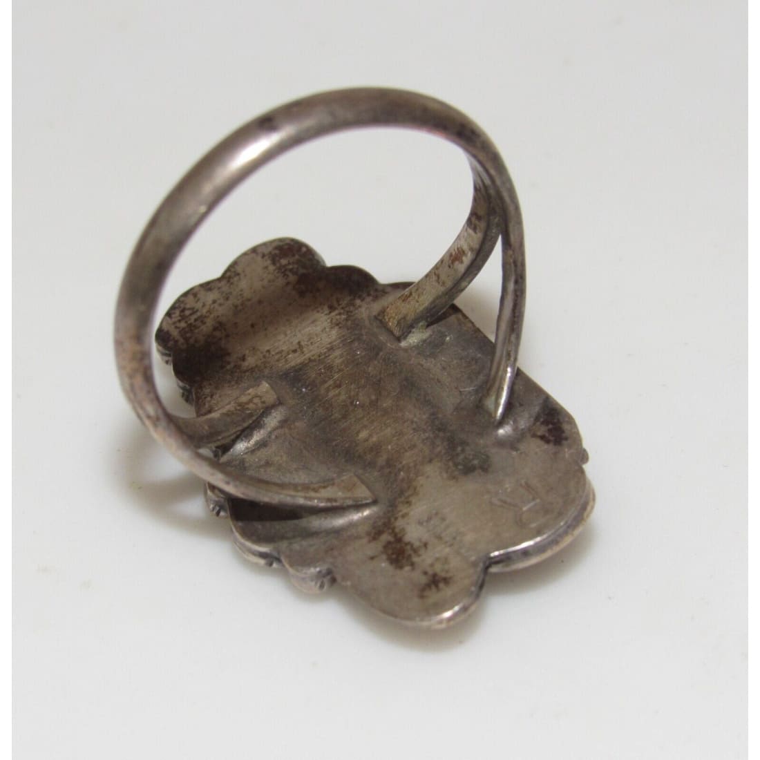 Old Pawn Navajo Mediterranean Coral Ring Size 7 Sterling 
