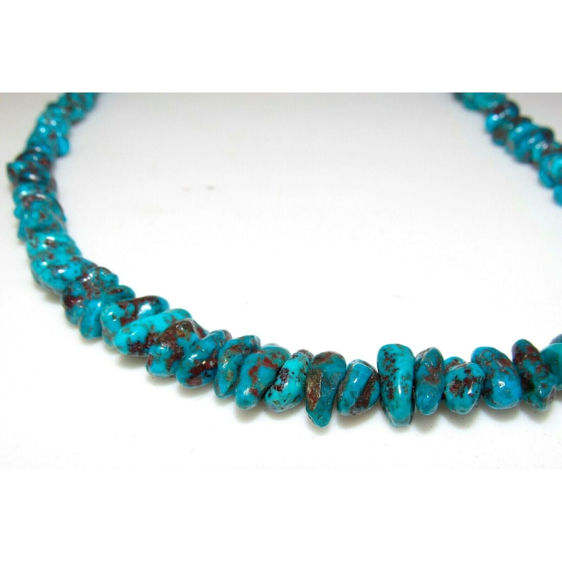 Old Pawn Navajo Morenci Turquoise Heishi Necklace Choker 17 