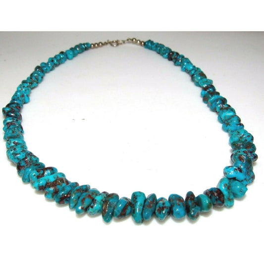 Old Pawn Navajo Morenci Turquoise Heishi Necklace Choker 17 