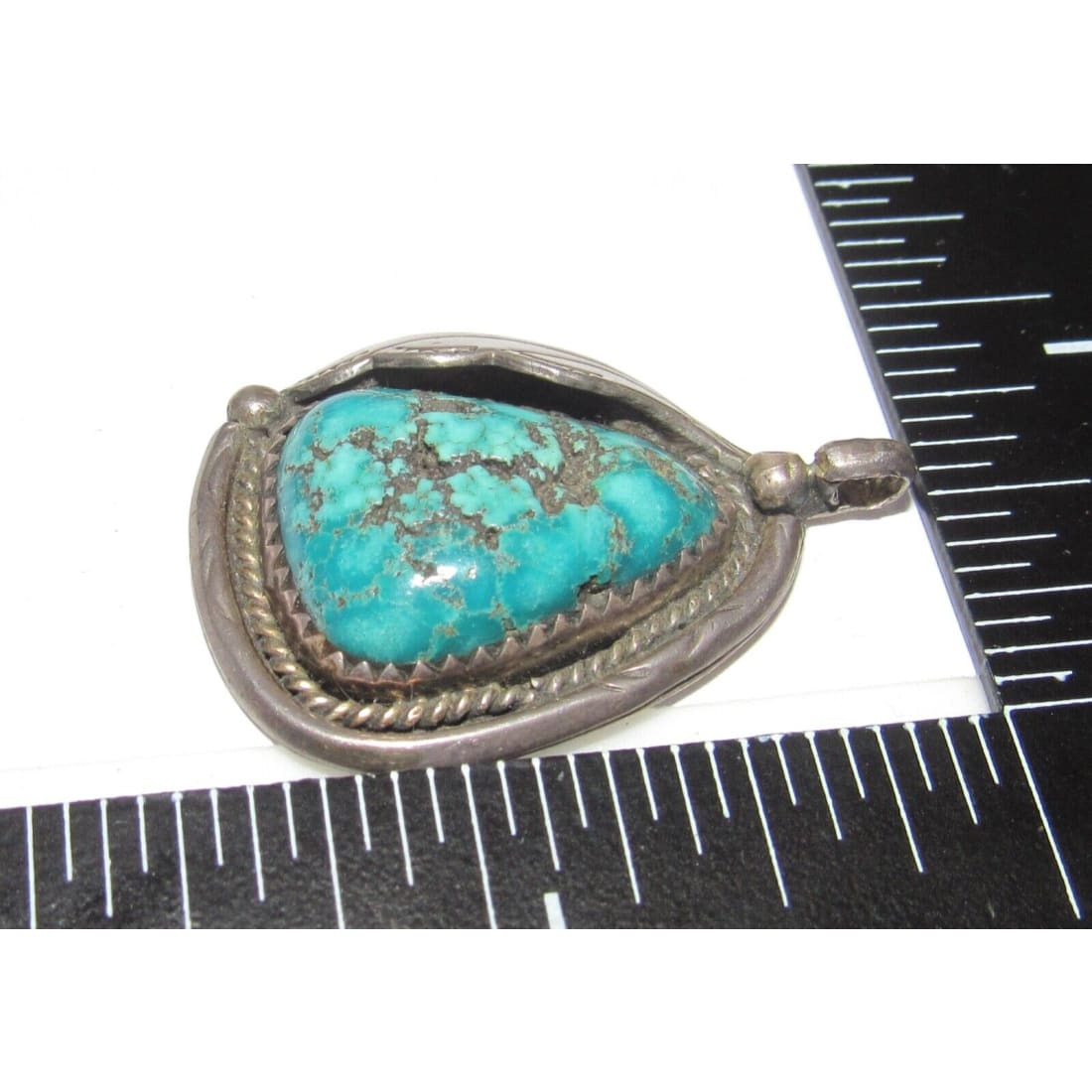 Old Pawn Navajo Natural Morenci Turquoise Pendant Native 