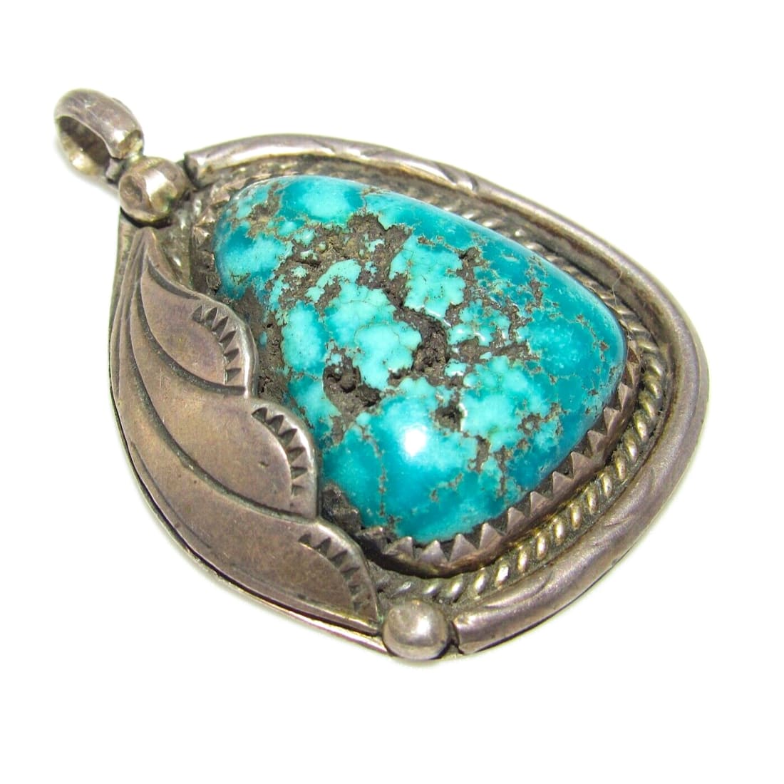 Old Pawn Navajo Natural Morenci Turquoise Pendant Native 
