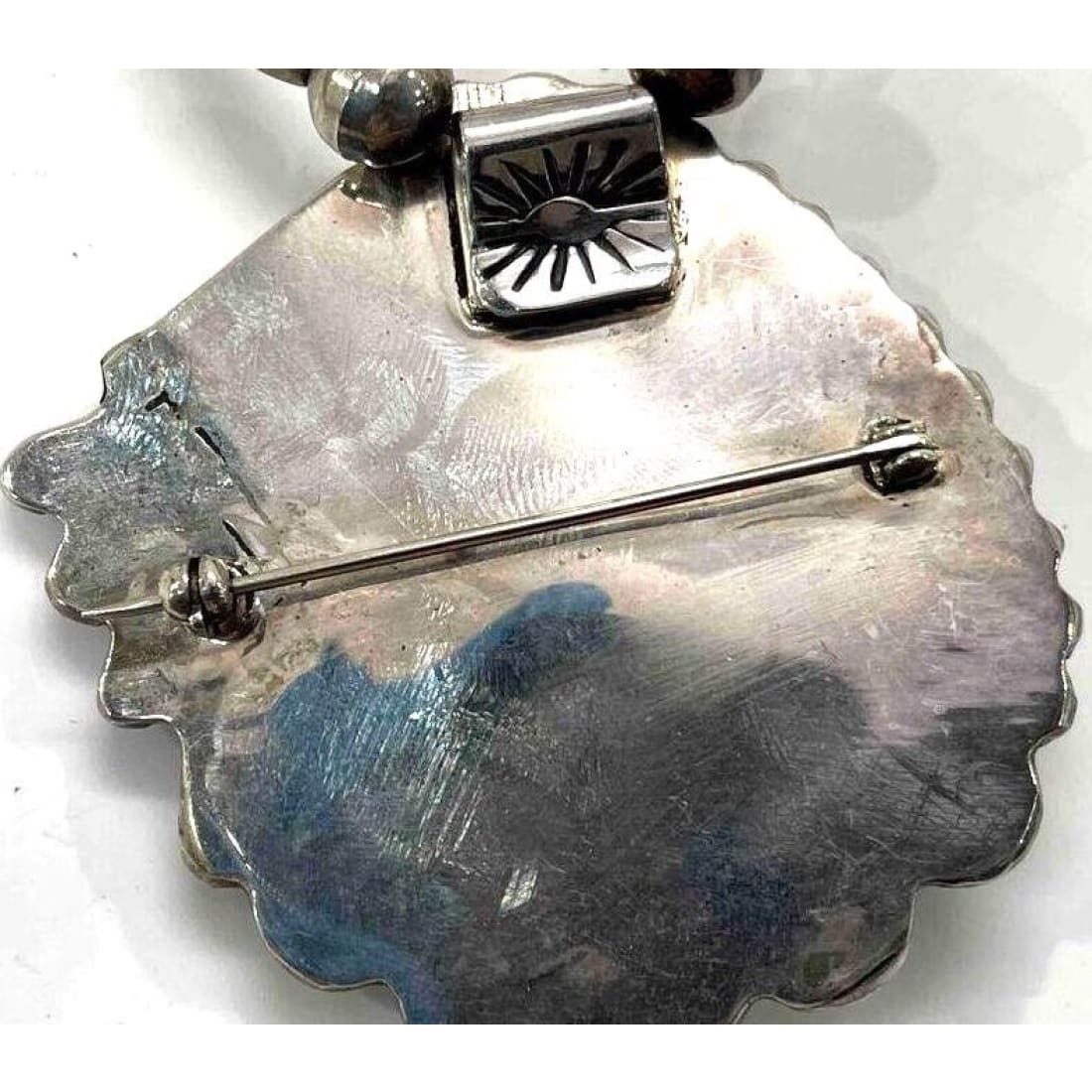 Old Pawn Navajo Necklace Sterling Gem Kingman Turquoise 