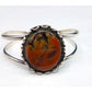 Old Pawn Navajo Petrified Wood Cuff Bracelet Sterling Silver
