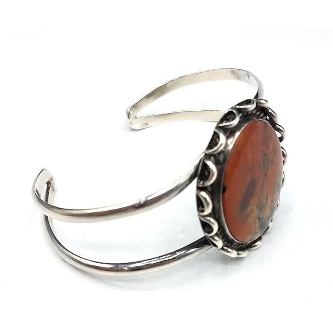 Old Pawn Navajo Petrified Wood Cuff Bracelet Sterling Silver
