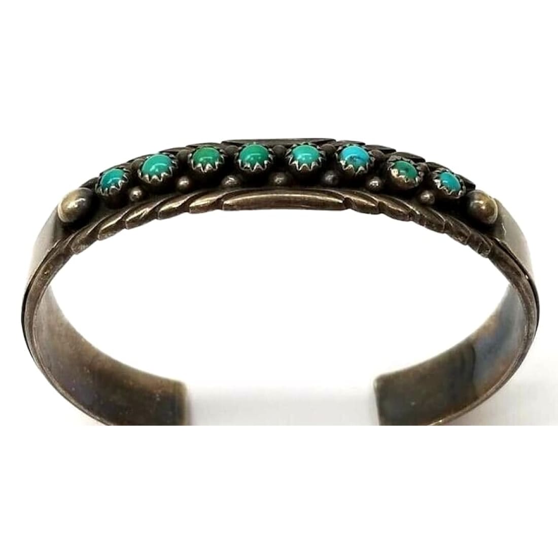 Old Pawn Navajo Snake Eye Turquoise Stacker Cuff Bracelet 