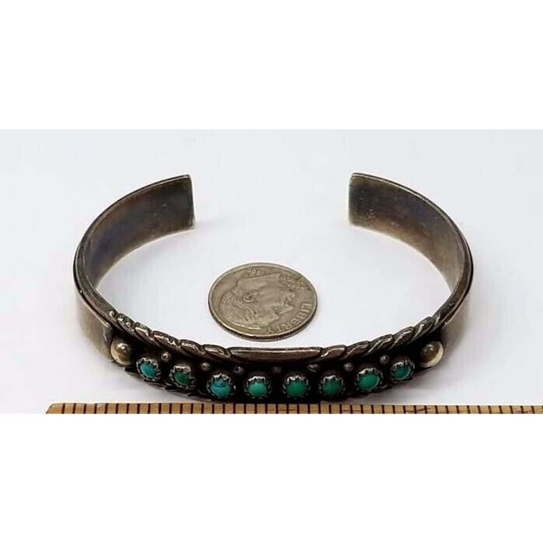 Old Pawn Navajo Snake Eye Turquoise Stacker Cuff Bracelet 