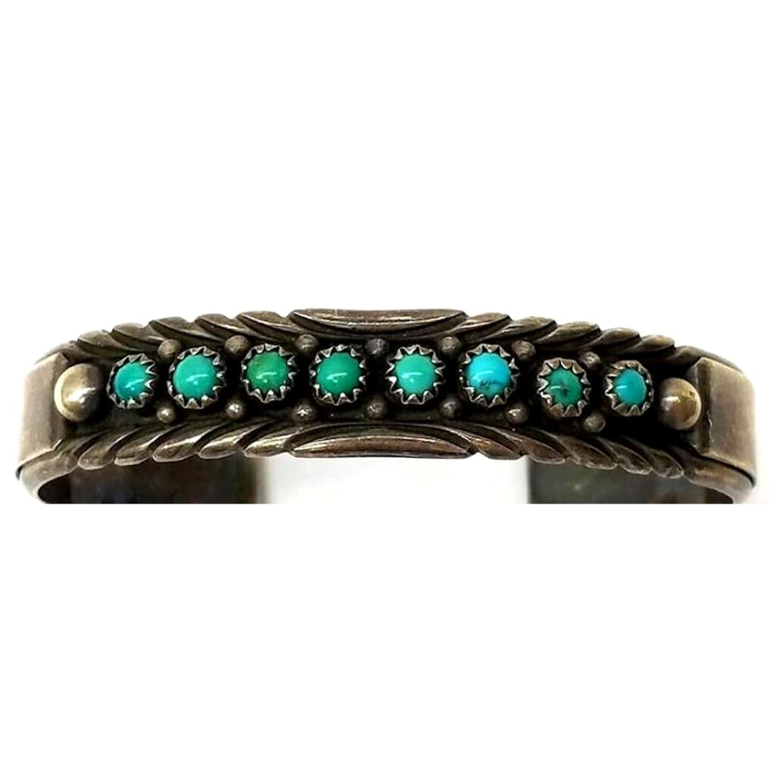 Old Pawn Navajo Snake Eye Turquoise Stacker Cuff Bracelet 