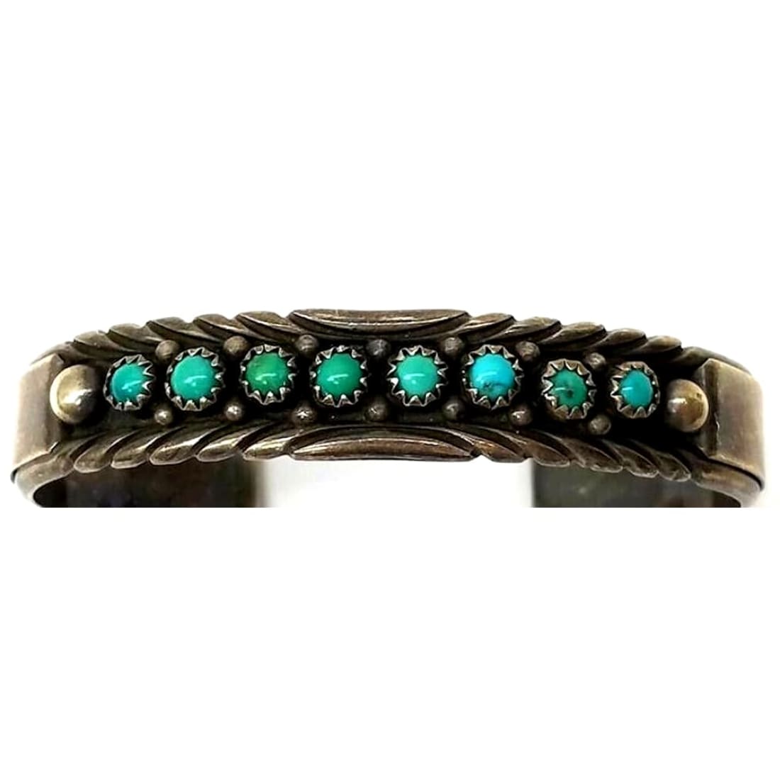 Old Pawn Navajo Snake Eye Turquoise Stacker Cuff Bracelet 