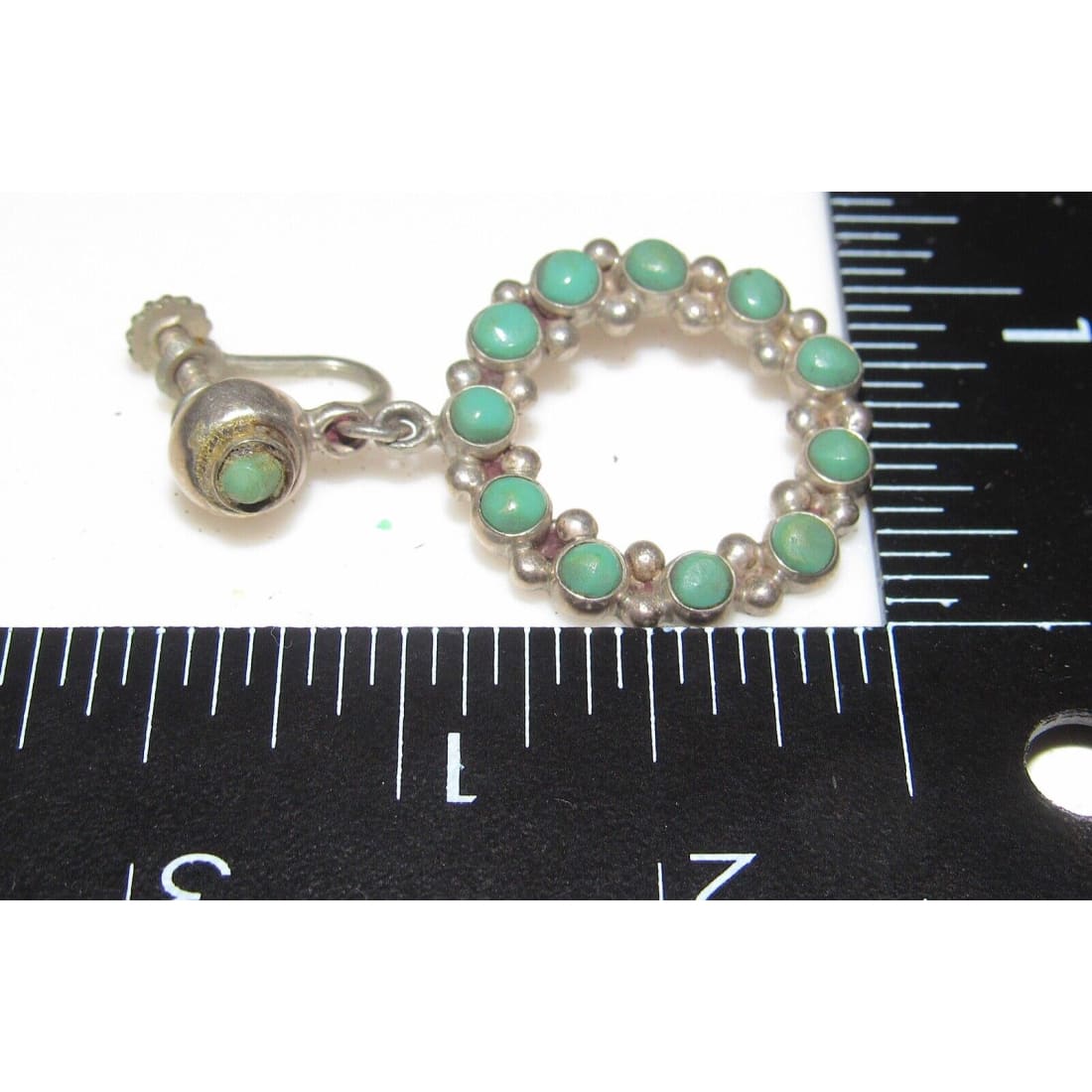 Old Pawn Navajo Snake Eye Turquoise Sterling Silver Screw 