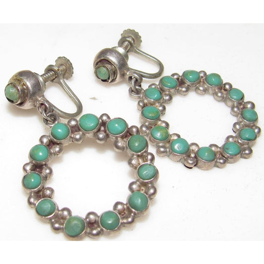 Old Pawn Navajo Snake Eye Turquoise Sterling Silver Screw 
