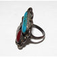 Old Pawn Navajo Sterling Turquoise Coral Statement Ring Size