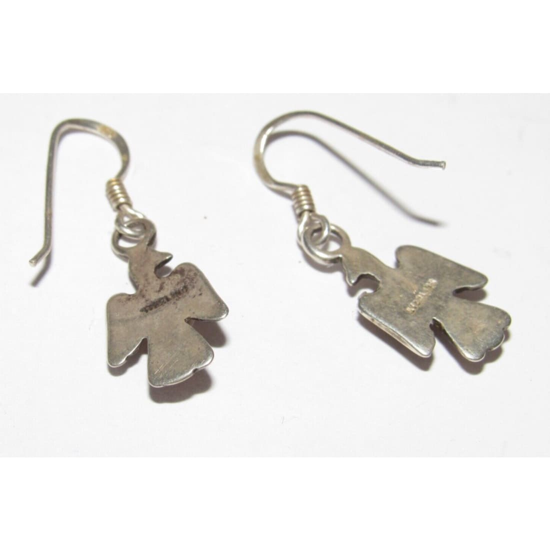 Old Pawn Navajo Thunderbird Dangle Earrings Sterling Silver 