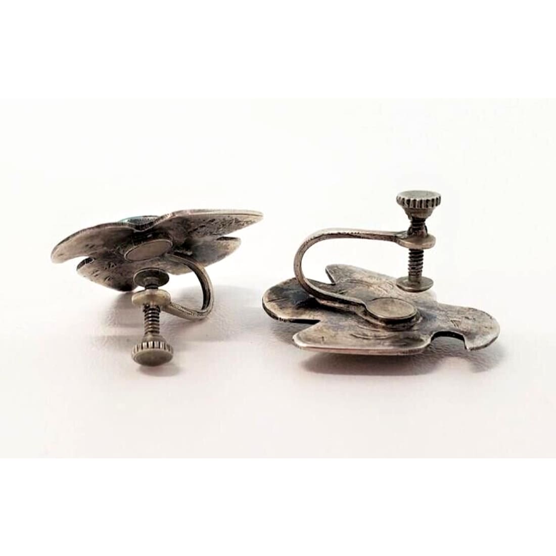 Old Pawn Navajo Thunderbird Scewback Earrings Sterling 