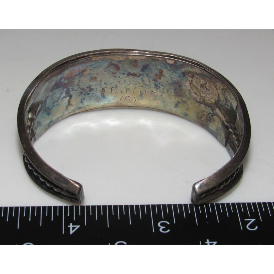Old Pawn Navajo Turquoise Coral Cuff Bracelet 41G Signed 