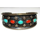 Old Pawn Navajo Turquoise Coral Cuff Bracelet 41G Signed 