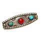 Old Pawn Navajo Turquoise Coral Sterling Silver Brooch - 