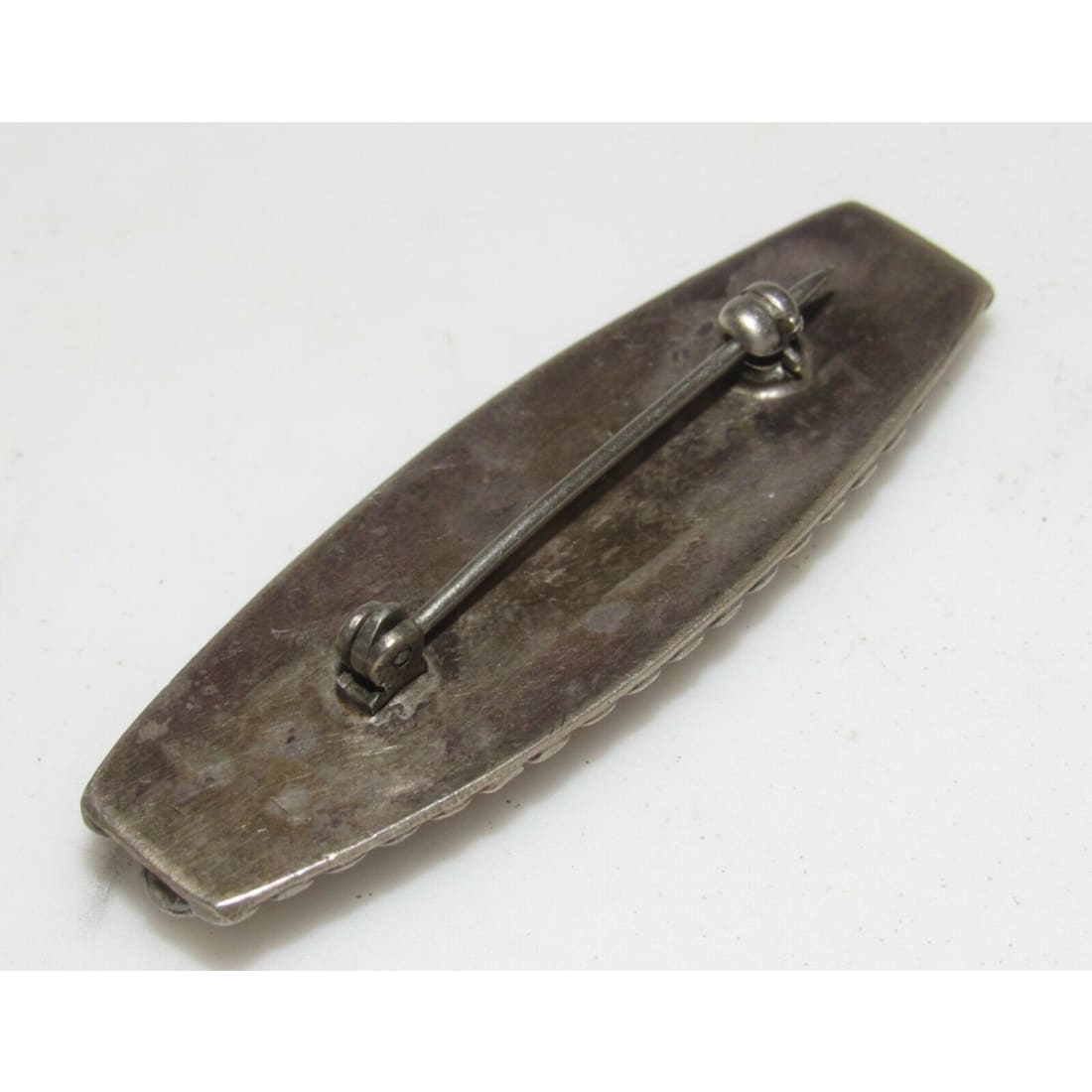Old Pawn Navajo Turquoise Coral Sterling Silver Brooch - 