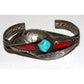 Old Pawn Navajo Turquoise Coral Sterling Silver Cuff