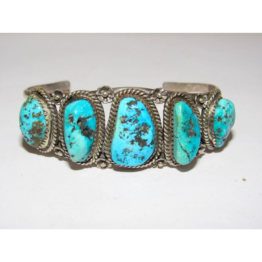 Old Pawn Navajo Turquoise Cuff Bracelet Sterling Silver