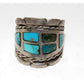 Old Pawn Navajo Turquoise Inlay Ring Size 9 Sterling Silver 