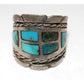 Old Pawn Navajo Turquoise Inlay Ring Size 9 Sterling Silver 