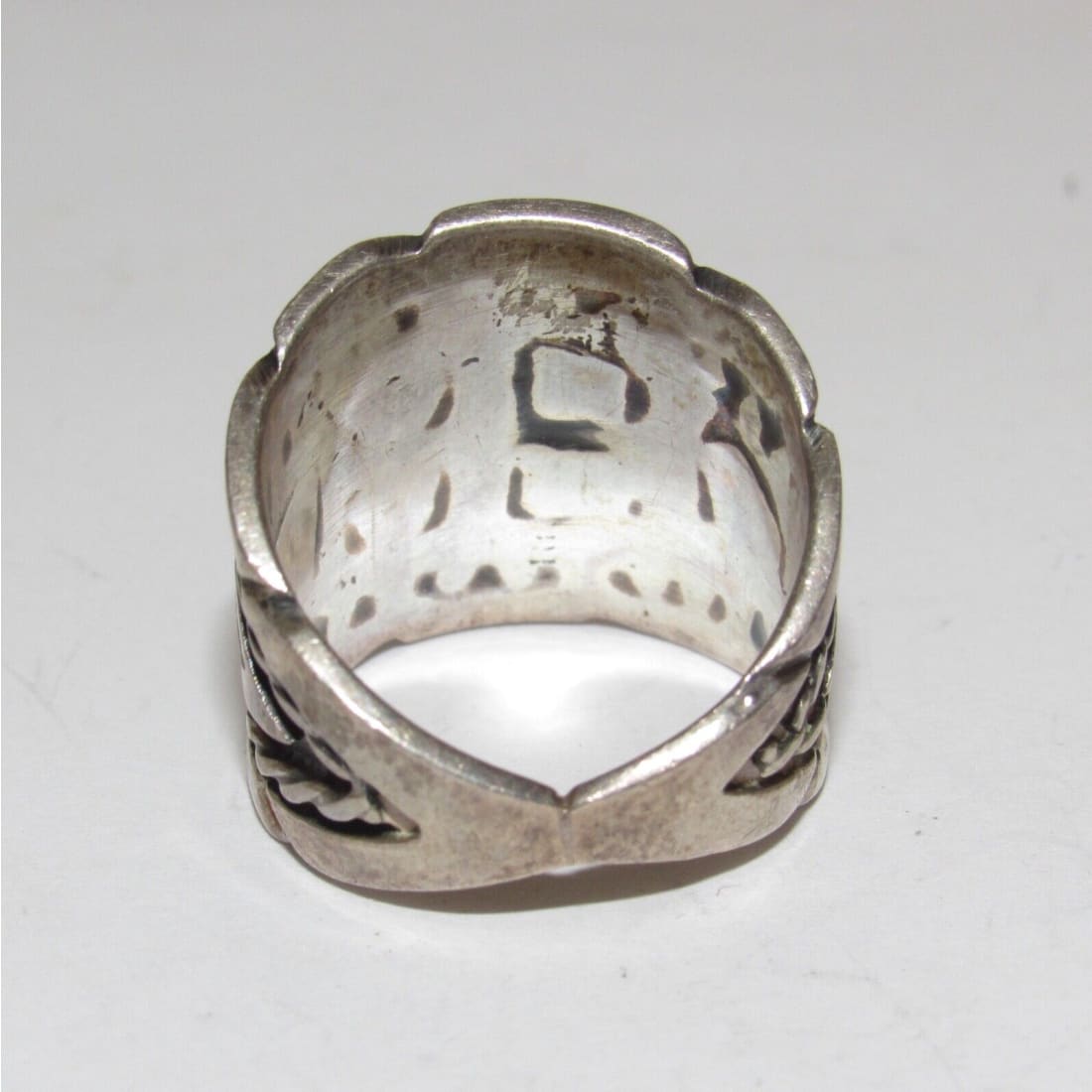 Old Pawn Navajo Turquoise Inlay Ring Size 9 Sterling Silver 