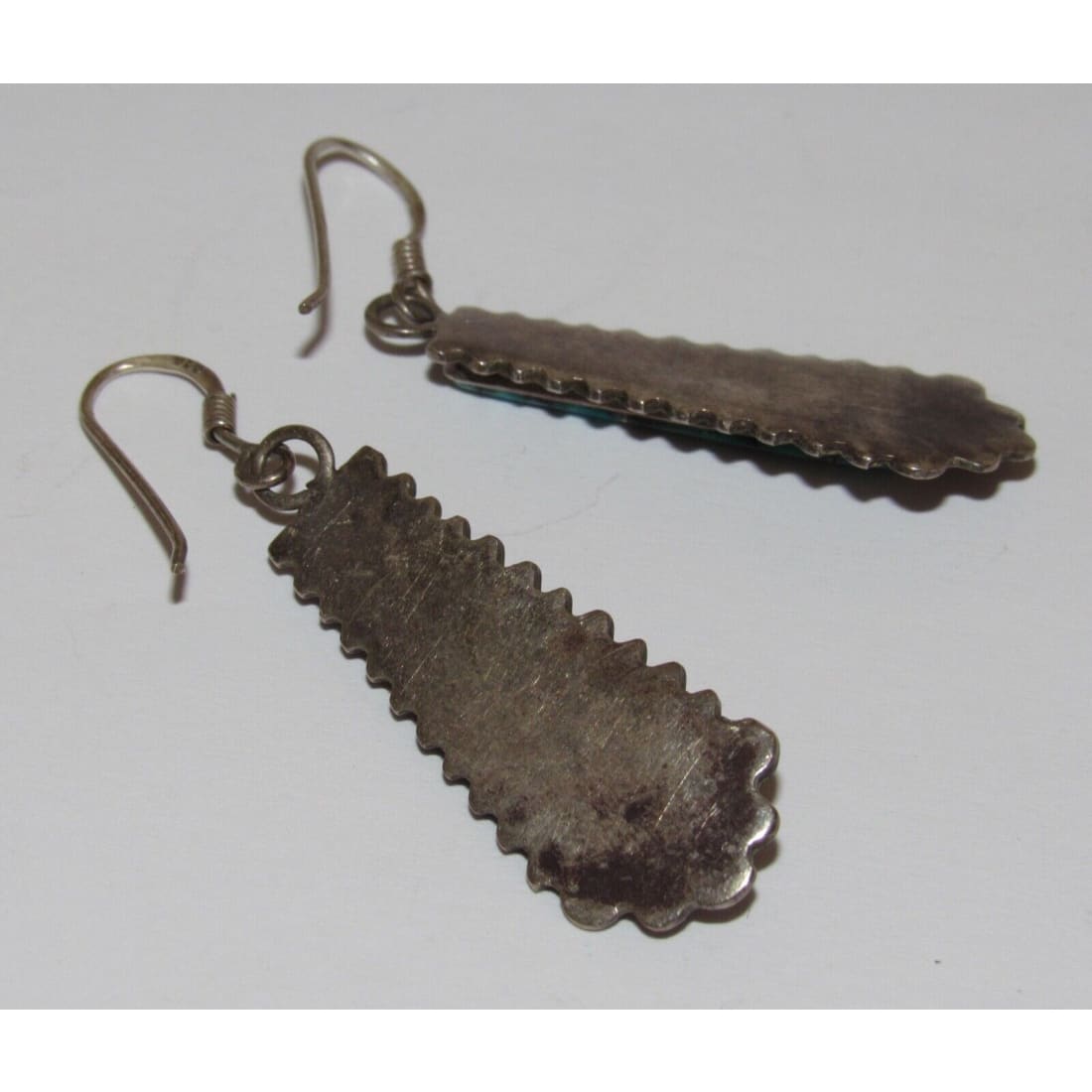Old Pawn Navajo Turquoise Inlay Sterling Silver Dangle