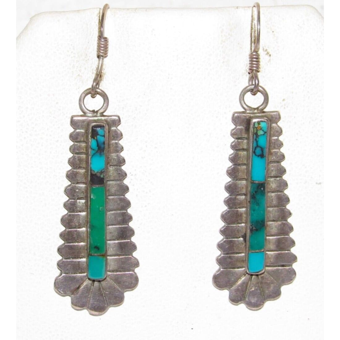 Old Pawn Navajo Turquoise Inlay Sterling Silver Dangle