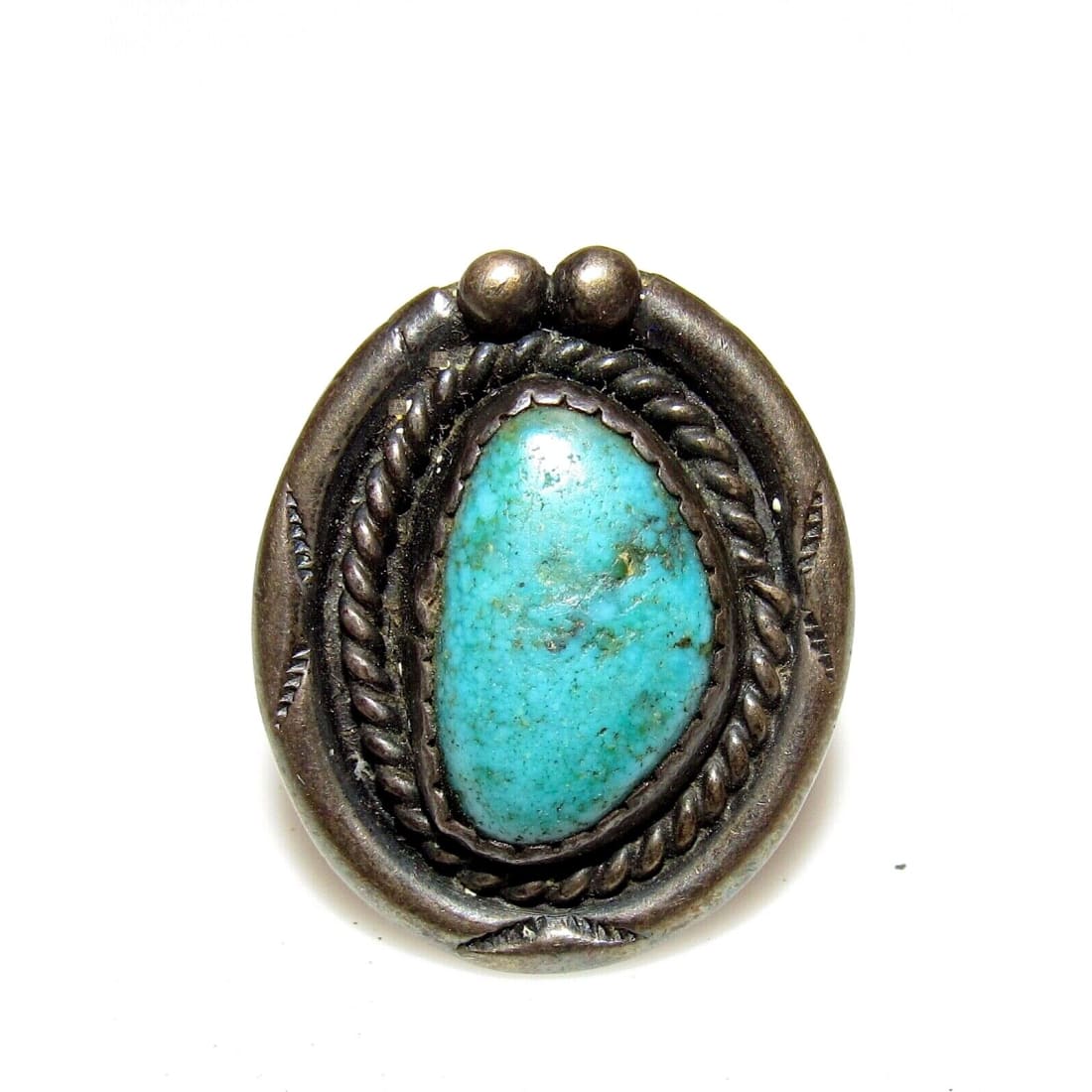 Old Pawn Navajo Turquoise Ring Size 5 Sterling Silver Native