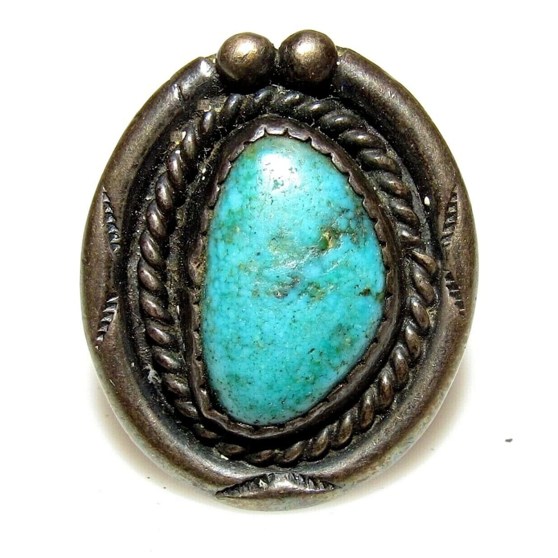 Old Pawn Navajo Turquoise Ring Size 5 Sterling Silver Native