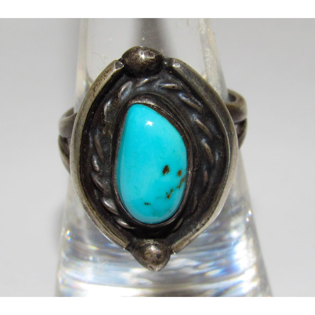 Old Pawn Navajo Turquoise Ring Size 6.5 Sterling Silver