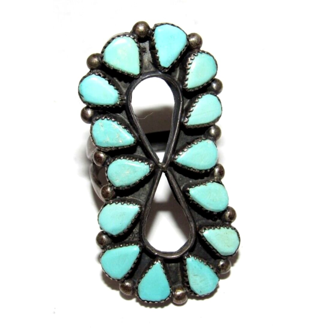 Old Pawn Navajo Turquoise Statement Ring Size 7.5 Sterling 