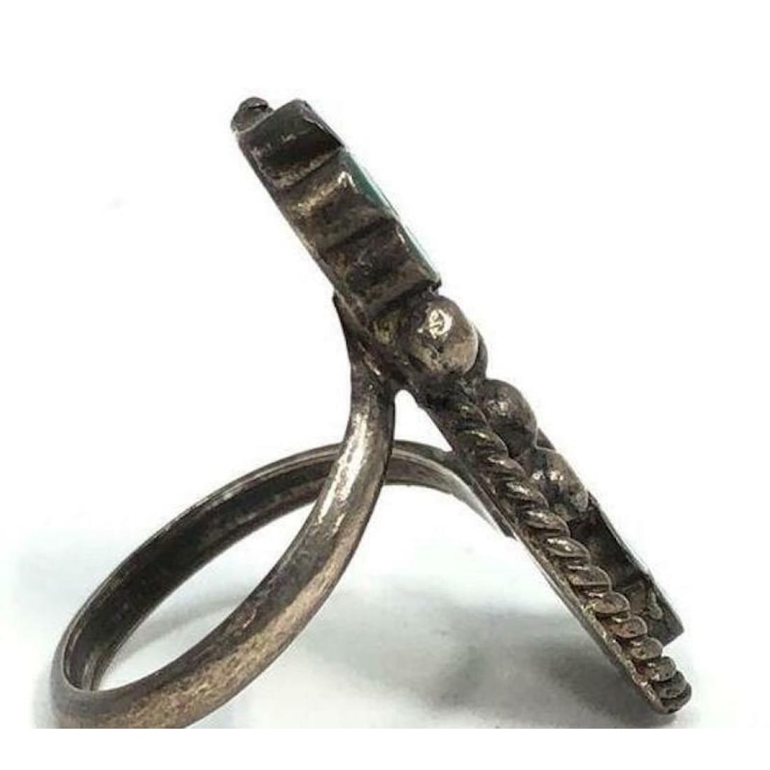 Old Pawn Zuni Dishta Family Ring Size 6.5 Turquoise Sterling