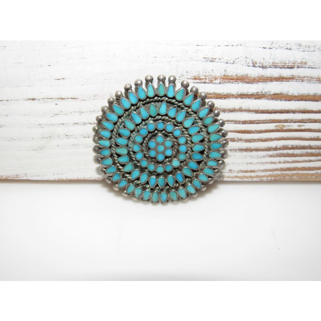 Old Pawn Zuni DISHTA Family Turquoise Brooch Pin Pendant Vintage Museum Quality Native American
