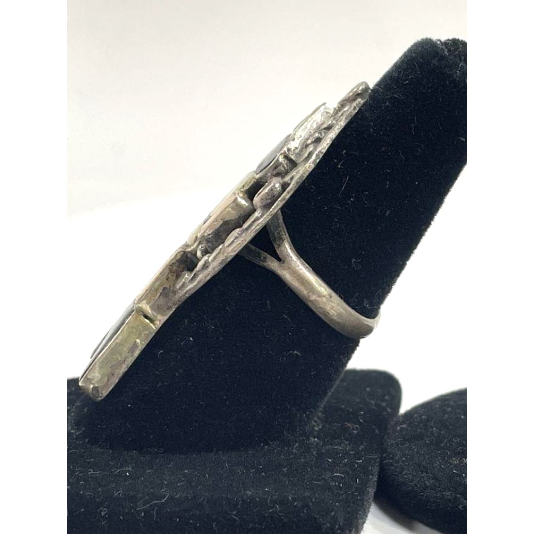 Old Pawn Zuni Inlay Kachina Ring Size 7.5 Sterling Silver