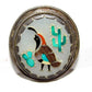 Old Pawn Zuni Inlay Quail Cactus Pin Brooch Pendant Sterling