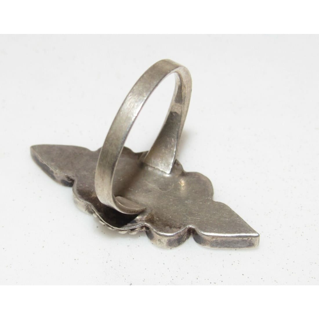 Old Pawn Zuni Inlay Ring Size 6.5 Turquoise Mother of Pearl Sterling Silver Native American