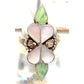Old Pawn Zuni Inlay Ring Size 6.5 Turquoise Mother of Pearl Sterling Silver Native American