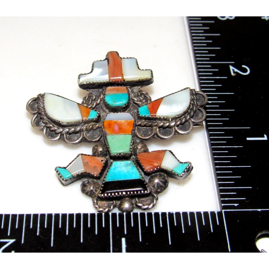 Old Pawn Zuni Knifewing Kachina Pin Brooch Sterling Silver 
