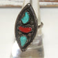 Old Pawn Zuni Ring Sz 6.5 Marvelyn Cheama Turquoise Coral Sterling Silver Native American