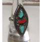 Old Pawn Zuni Ring Sz 6.5 Marvelyn Cheama Turquoise Coral Sterling Silver Native American