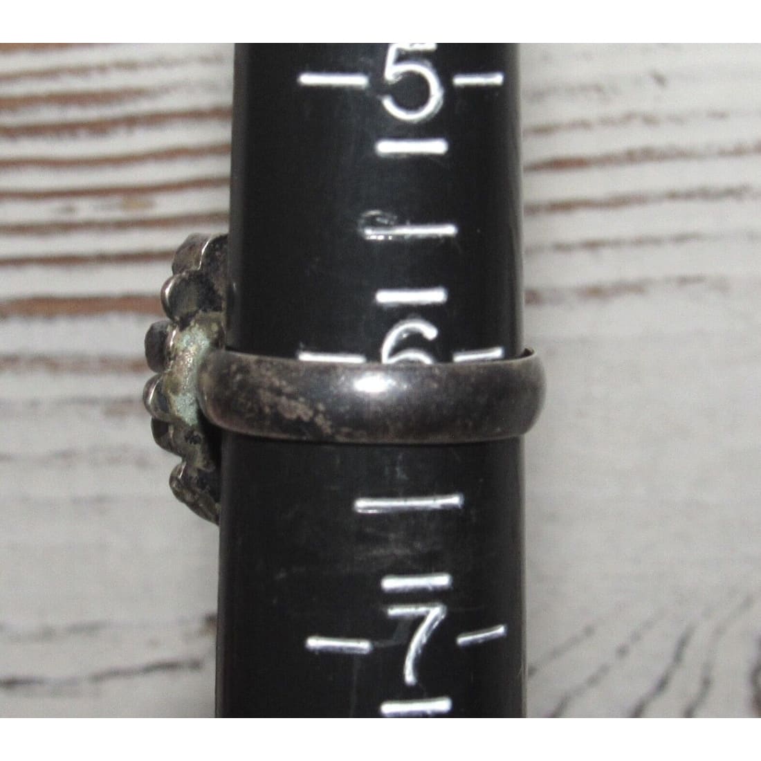 Old Pawn Zuni Snake Eye Turquoise Coral Sterling Silver Cluster Ring Size 6 Native American