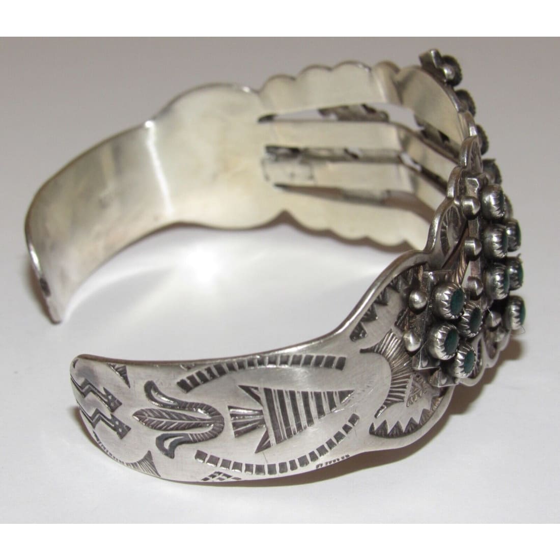 Old Pawn Zuni Snake Eye Turquoise Cuff Bracelet Ingot 