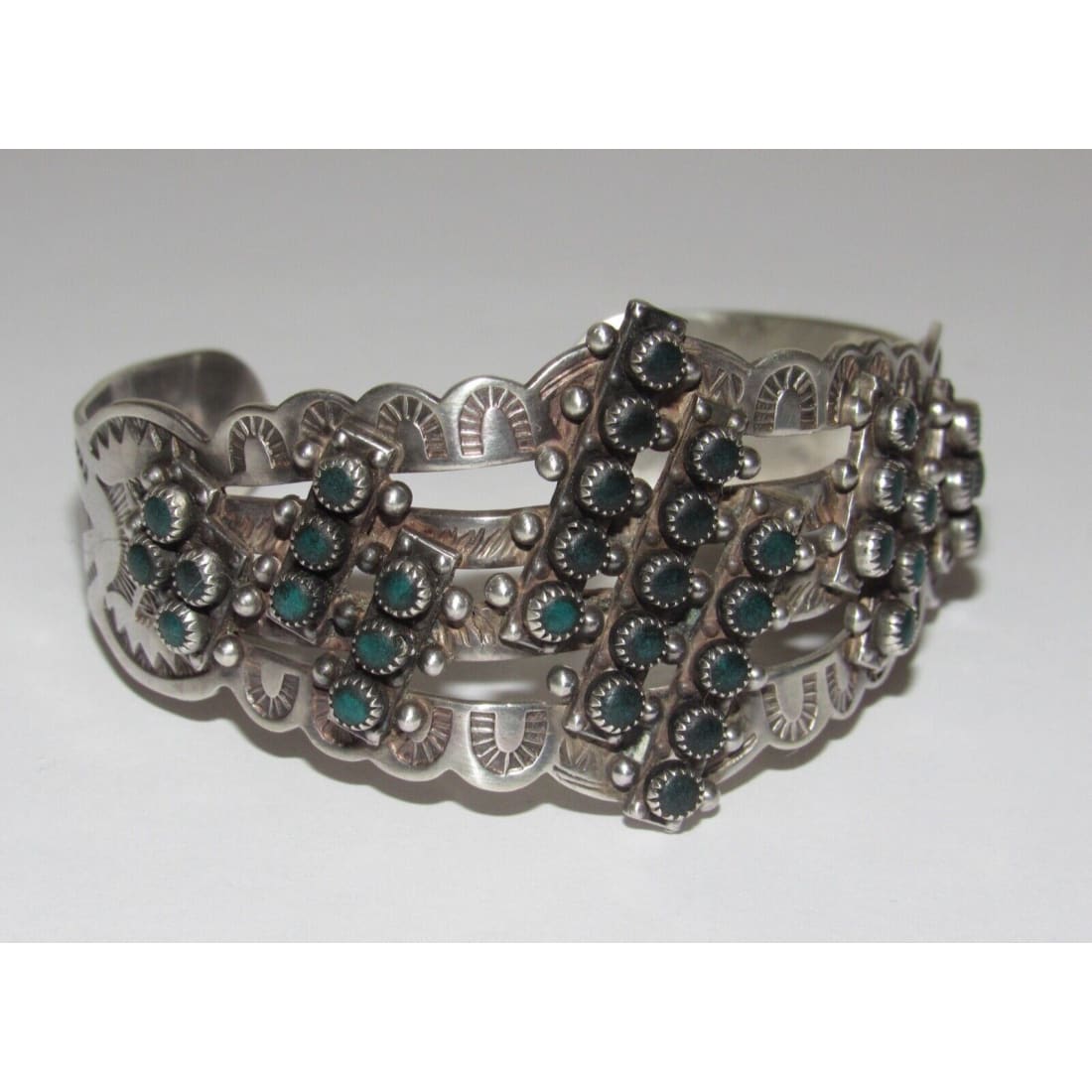 Old Pawn Zuni Snake Eye Turquoise Cuff Bracelet Ingot 